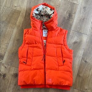 Orange Hooded Puffer Vest